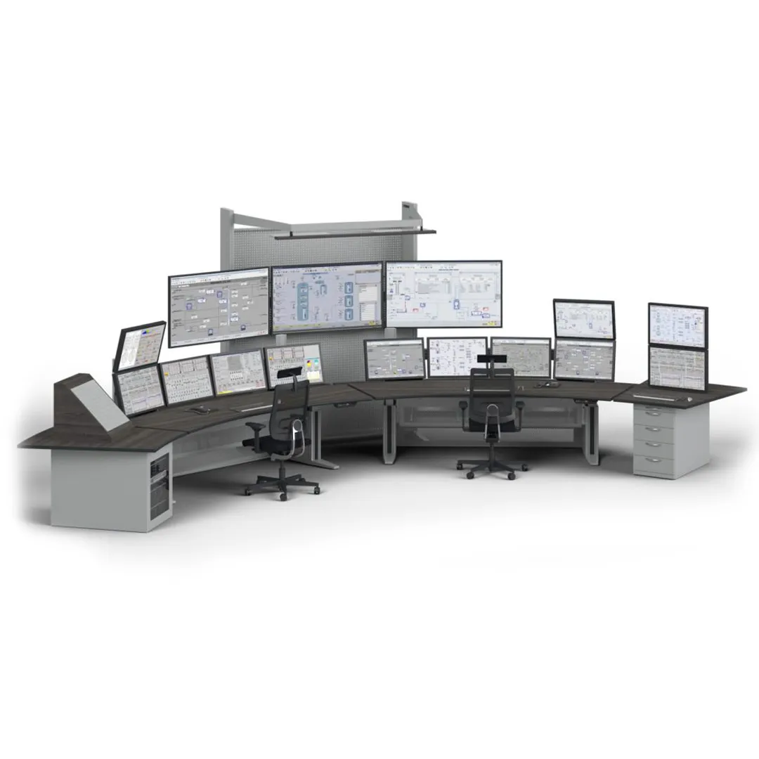 Ergocon-11 square Ergocon workstation with multiple different sized monitors