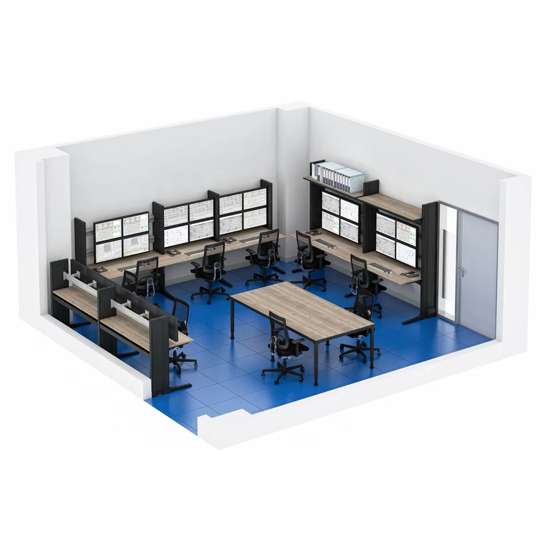 Graphic illustration of laboratory with Elicon modular workstations